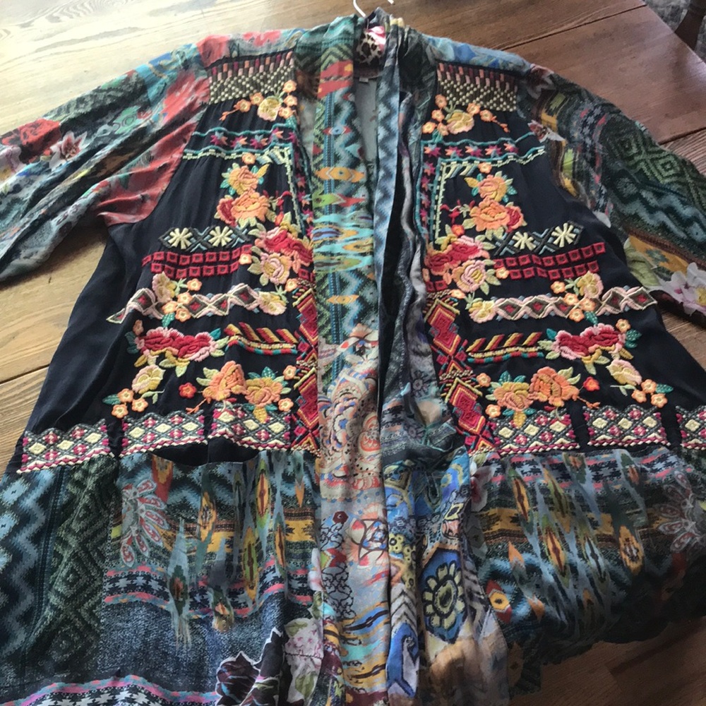 Johnny Was embroidered Wrap Kimono